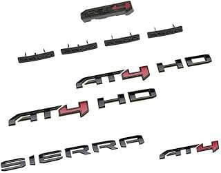 Kit 2500HD 3500HD AT4 Emblem 3D Badges Letter Nameplate Replacement for 2024-2026 GMC Sierra 86591513 (Red Black)