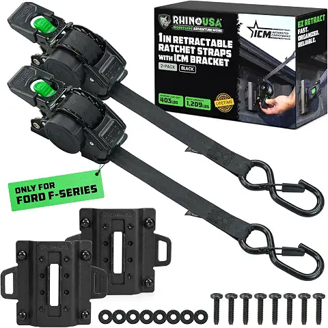 Rhino USA Bed-Mounted Retractable Ratchet Straps - for Ford F-150/F-250