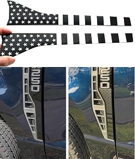2Pcs American Flag Decal Side Badge Car Emblem Accent Decal Kit - Compatible with 2023-2025 F250 F350 (Black White)