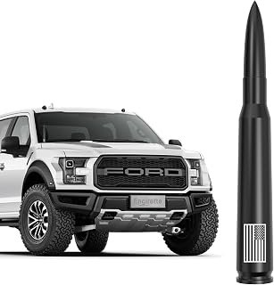 American Flag Car Truck Antenna - Anti-Theft Design for F150 F250 F350 Super Duty Raptor 2000-2026 Dodge RAM 1500 2500 3500 2000-2018 Ford Bronco 2021-2025 Carwash Safe (Black)