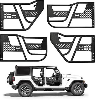 JOYTUTUS Tube Half Doors Compatible with 2018-2025 Wrangler JLU & 2020-2025 Gladiator JT 4 Doors, US Flag Pattern Off Road Front & Rear Tubular Doors for Adventure