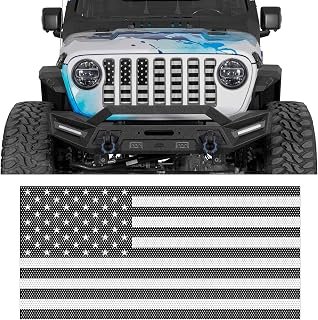 Hooke Road Wrangler JL Grill Inserts Gladiator Grille Guard for 2018-2026 Jeep Wrangler JL & Gladiator JT (American Flag, Black & White, Steel)