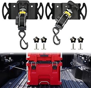 2PCS Rotating Retractable Ratchet Straps for 2016–2025 Toyota Tacoma & Tundra | Auto Retract Tie Down System with Heavy Duty Swivel Ratchet & Anchors Truck Bed Straps (Pure Black)