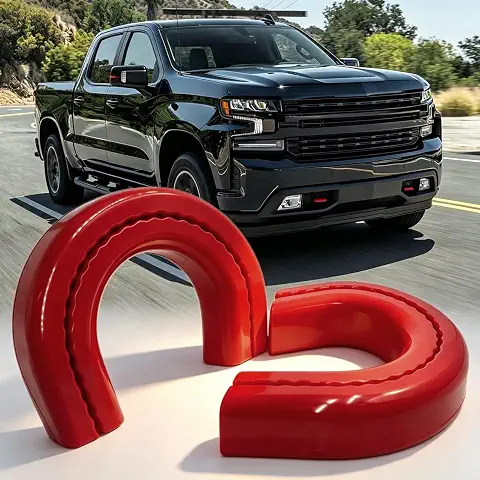 Extended Front Tow Hook Cover for 2007-2026 Chevy Silverado 1500 & 2007-2018 GMC Sierra 1500, Silverado 1500 Accessories, Sierra 1500 Accessories, Chevy 1500 Accessories, Silicone, Red (2 Pack)