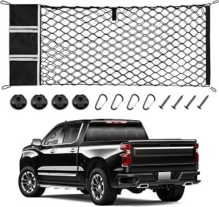 Amiss Truck Bed Cargo Net with Side Organizer,Fits for 2013-2026 Chevy Silverado & GMC Sierra 1500/2500HD/3500HD, Portable Storage for Pickup Cargo and Heavy Duty Hook, Car Exterior Accessories