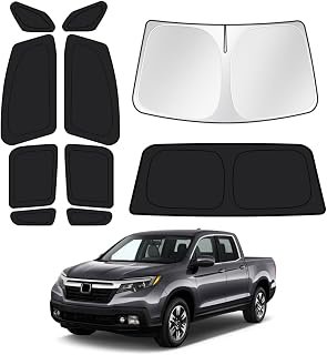Window Shades for 2017-2026 Honda Ridgeline Accessories Windshield Sun Shade Side Rear Window Covers Sunshade Sun Visor Shield Privacy Protection for Camping Keep Vehicle Cool Black 10PCS
