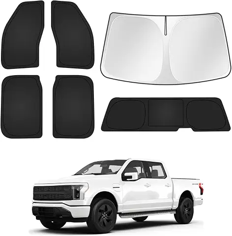 Window Shades for Ford F150 2021-2026 F-150 Accessories Windshield Sun Shade Side Rear Window Covers Sunshade Sun Visor Shield Privacy Protection for Camping Keep Vehicle Cool Black 6PCS