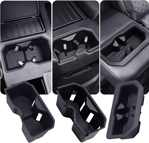 3PCS Cup Holder Inserts for Toyota Tundra 2026 2025 2024 2023 2022 (Only Fits for SR/SR5/Limited/TRD Pro), Interior Accessories Front & Rear TPE Cup Holders Covers Protector, Black