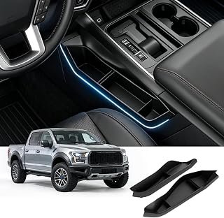 Temmis 2PCS Storage Boxes Located on Both Sides of the Center Console for Ford F150 2021-2026, Premium Silicone Secondary Storage Orgainzer for F150 (Black)