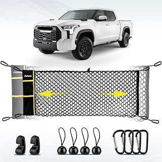 Truck Bed Cargo Net, Envelope Bed Netting for Toyota Tundra 2007-2025 2026, Pickup Truck Bed Organizer with 5mm Bungee & Integrated Storage Bag & Bungee Balls & Carabiners