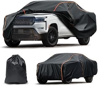 Car Cover Compatible with Nissan Frontier, All-Weather Waterproof Protection, Heavy-Duty PEVA with Soft Spunlace Cotton Inner Layer, Windproof Straps & Driver-Side Zipper Access Black