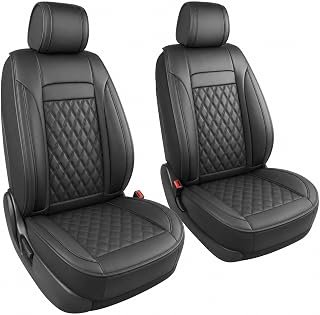 for Chevy Silverado 1500 Seat Covers,Leather Car Seat Covers for GMC Sierra,Custom Fit 2007-2026 1500 2500HD 3500HD Crew Double Extended Regular Cab(Front Seat,Black)