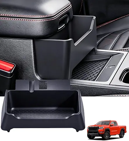 Center Console Organizer Armrest Hanging Basket Storage Box for Nissan Frontier 2026 2025 2024 2023 2022, Interior Accessories Armrest Insert Tray for 2022-2026 Frontier, Black