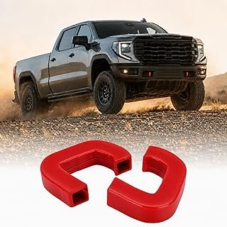 Upgraded No-Gap Fit Tow Hook Covers Compatible with GMC Sierra 1500 2019 2020 2021 2022 2023 2024 2025 2026 Accessories - Silicone Rubber, Snug Full Coverage Design, (Red)