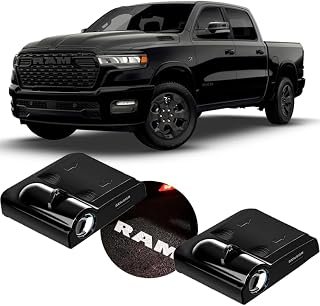 2Pcs Wireless Car Door Lights Logo Projector, LED Welcome Courtesy Puddle Lamp Compatible with Ram 1500 2500 3500 Rebel TRX Big Horn Laramie, Ghost Shadow Car Accessories (HK-RAM)