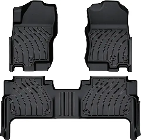 Floor Mats for Nissan Frontier CrewCab 2022-2026 with 2nd Row Under-Seat Storage(Not with Under Seat Speaker), All-Weather Duty TPE Full Automotive 1st and 2nd Row (Black) Accessories