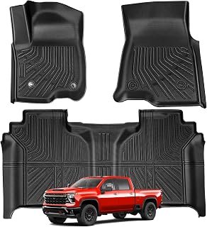 All Weather Floor Mats for 2019-2026 Chevrolet Silverado/GMC Sierra 1500 & 2020-2026 2500HD 3500HD, Front & Rear TPE Floor Liners, Bucket Seat Truck Accessories