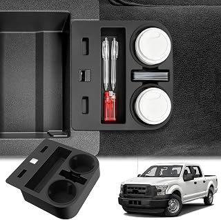 Front Console Cup Holder for Ford 2015-2026 2027 F150 & 2017-2026 2027 F250 F350 F450 Super Duty Accessories Jump Seat Center Console Organizer