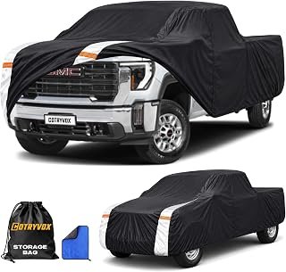 Truck Cover Custom Fit GMC Sierra 2500HD/3500HD Crew Cab Short/Standard Bed(6.8') 2001-2027, Waterproof All Weather for Automobiles, Heavy Duty Car Covers for Rain Sun UV Protector with Door Zipper