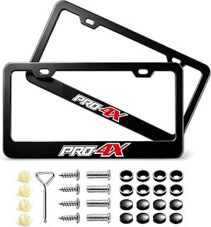 2PCS License Plate Frames Compatible with Nissan PRO-4X Frontier TitanXD Xterra Armada Cars, Universal Aluminum Alloy Car License Plate Holders