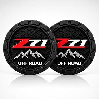 2Pcs Car Cup Holder Coaster for Chevrolet Z71 Colorado Silverado Tahoe Suburban Series Recessed Silicone Cup Holder Coaster Interior Accessories Black