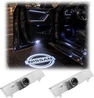 2pcs Car Door Lights Logo Projector Compatible with Nissan, LED Welcome Lights Accessories for Altima Maxima Armada Titan Quest Pathfinder Terra