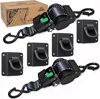 for Ford Boxlink 4-Pack Tie Down Anchors with 2 Pcs 2 Inch x 10 Ft Retractable Ratchet Straps Compatible with 2015-2026 Ford F150 F250 F350 & Raptor, Truck Bed Mounted Hooks for Moving, Freight